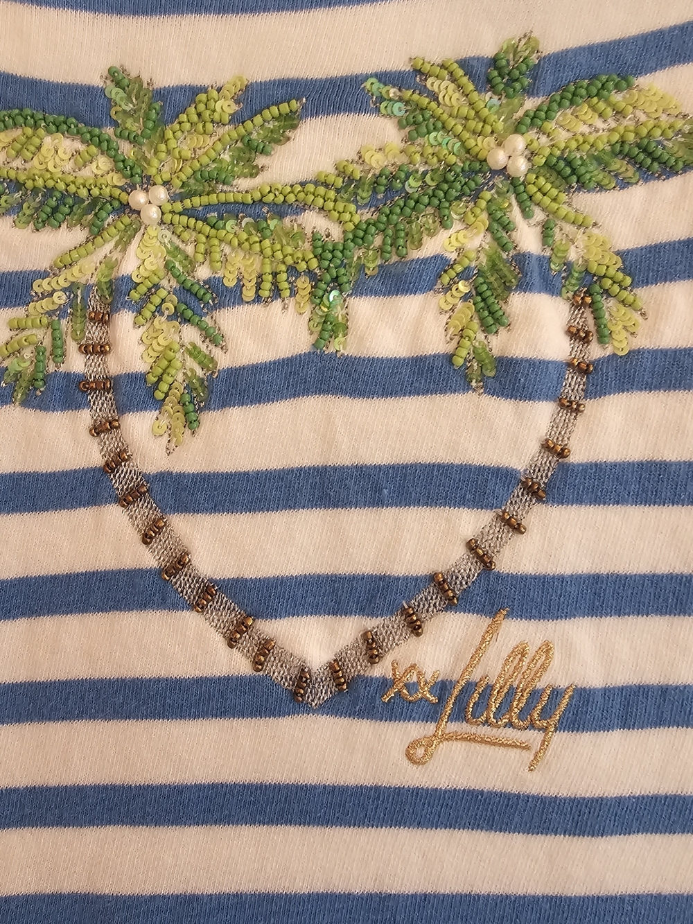 Lilly Pulitzer Blue & White Striped Palm Heart Sweatshirt - Picture 4 of 6